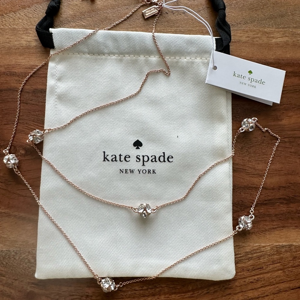 NWT Kate Spade 32 inch Lady Marmalade scatter rose gold necklace